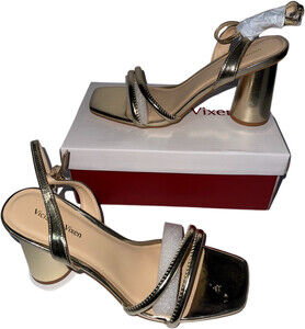 Women's Block High Heels Square Toe Heeled Sandals Ankle Strap Shoes Size 10